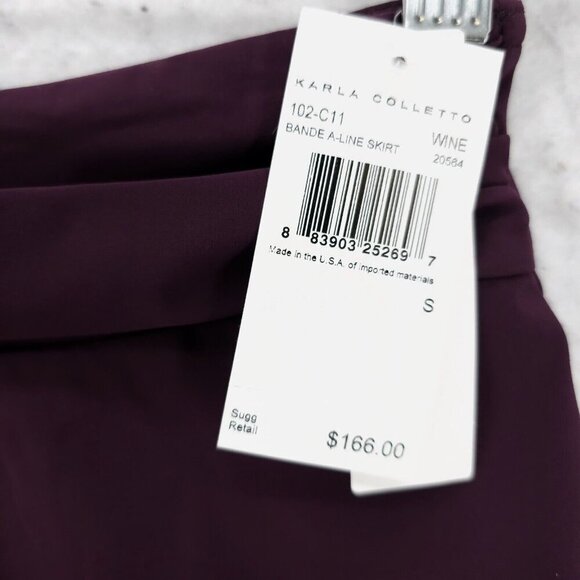 NWT KARLA COLLETTO Cover Up Skirt WINE PURPLE A-Line Stretch Size SMALL - Picture 4 of 6